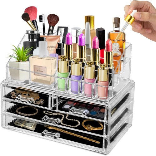 Clear acrylic makeup organizer - clear,