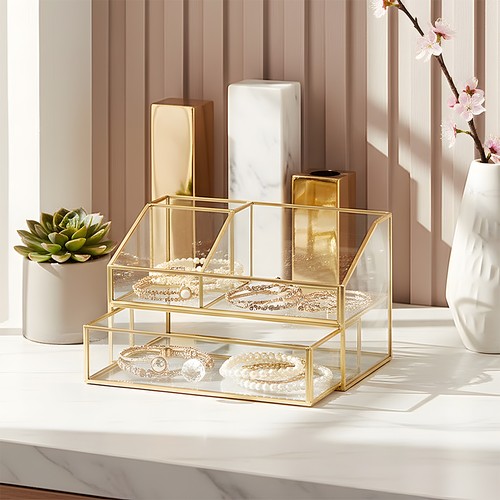 Glass cosmetic organizer - glass,