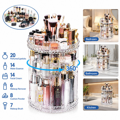 360 rotating makeup organizer - 360,
